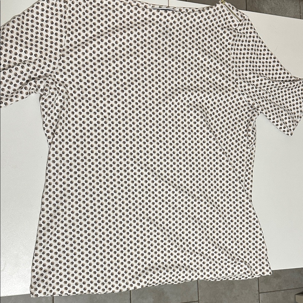 Karen Scott White Blouse with Black Dots
